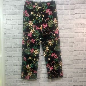 Rafaella Tropical Floral Black Pants 8
